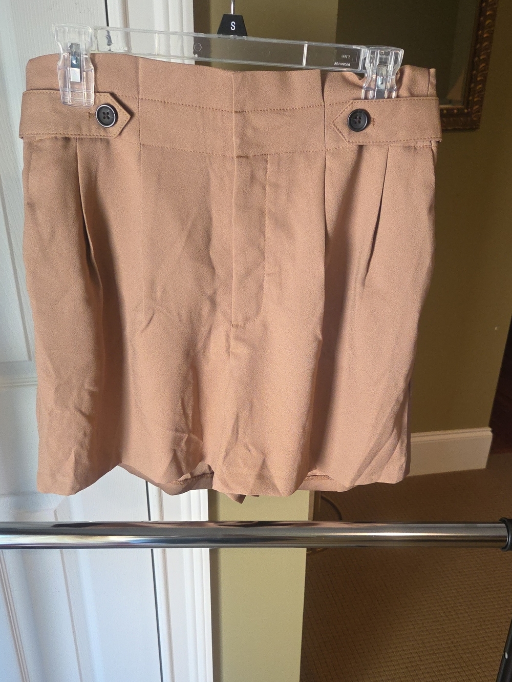 Banana Republic Tan Button-Tab Pleated Skort